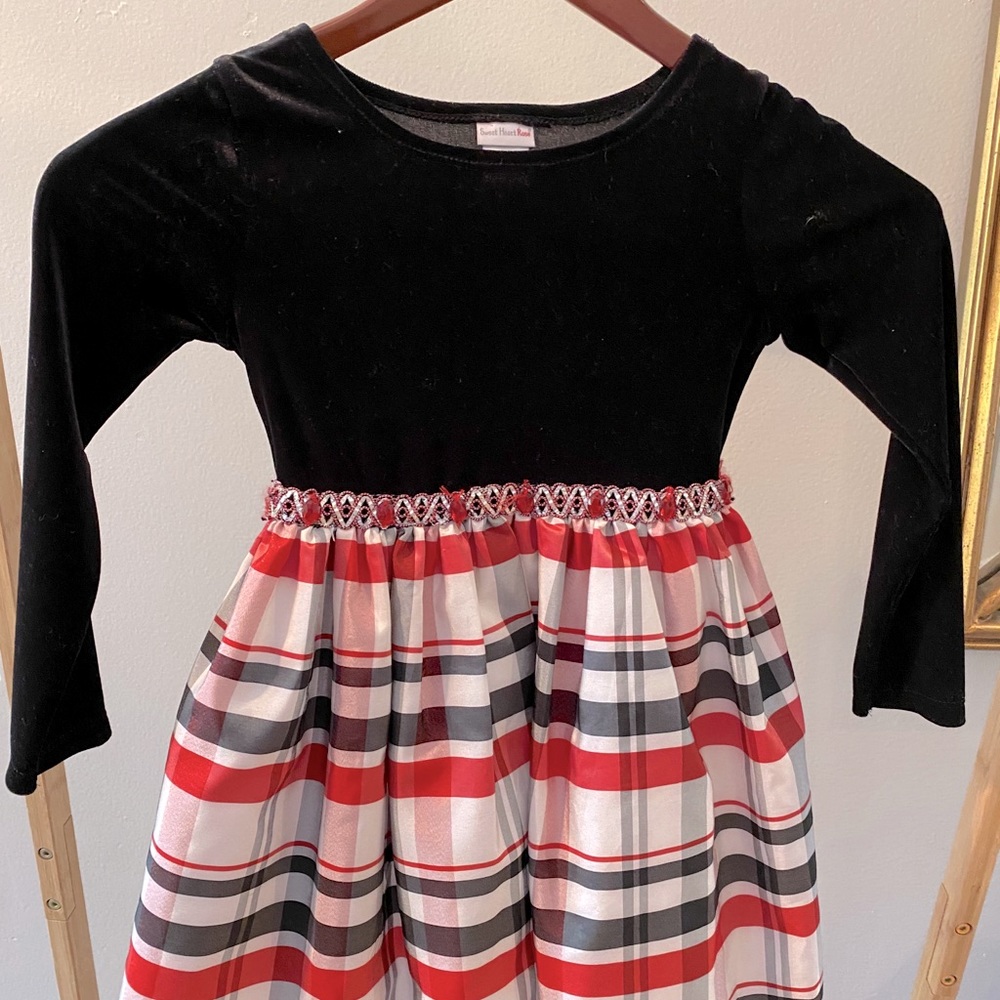 Christmas velvet and plaid dress
